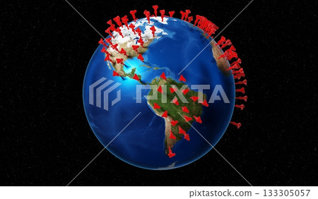 Global coronavirus epidemic outbreak concept - 3D illustration 133305057