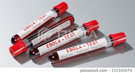 Ebola virus - test tubes, blood tests - 3D illustration Ebola virus - test tubes, blood tests - 3D illustration 133305079