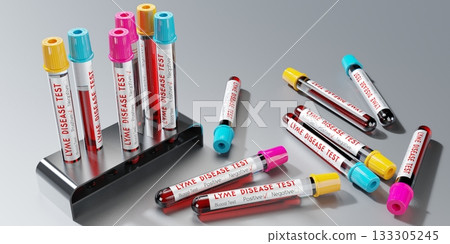 Lyme disease virus - test tubes, blood tests - 3D illustration Lyme disease virus - test tubes, blood tests - 3D illustration 133305245