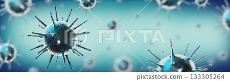 Coronavirus, Covid-19, SARS-CoV-2 virus cells - 3D illustration 133305264