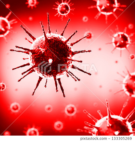 Coronavirus, Covid-19, SARS-CoV-2 virus cells - 3D illustration Coronavirus, Covid-19, SARS-CoV-2 virus cells - 3D illustration 133305269