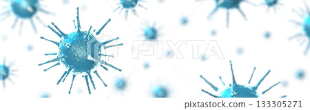 Coronavirus, Covid-19, SARS-CoV-2 virus cells - 3D illustration 133305271