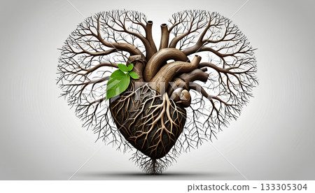 illustration of a heart shaped tree with branches in heart shape 133305304