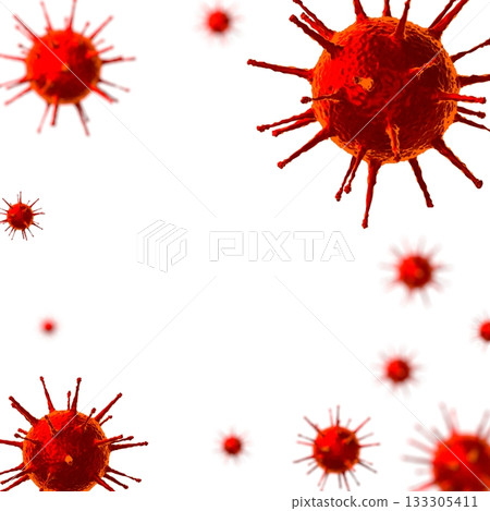 Coronavirus, Covid-19, SARS-CoV-2 virus cells - 3D illustration 133305411