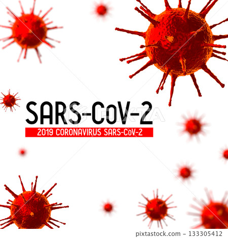 Coronavirus, Covid-19, SARS-CoV-2 - typographical concept - 3D illustration Coronavirus, Covid-19, SARS-CoV-2 - typographical concept - 3D illustration 133305412