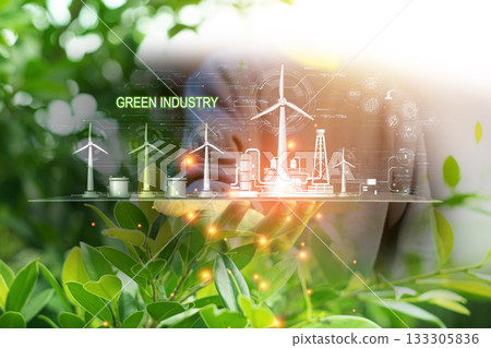 green industry eco power for sustainable energy saving environmental friendly low carbon footprint, green factory industry for good environment ozone air low carbon footprint production concept. green industry eco power for sustainable energy saving environmental friendly low carbon footprint, green factory industry for good environment ozone air low carbon footprint production concept. 133305836