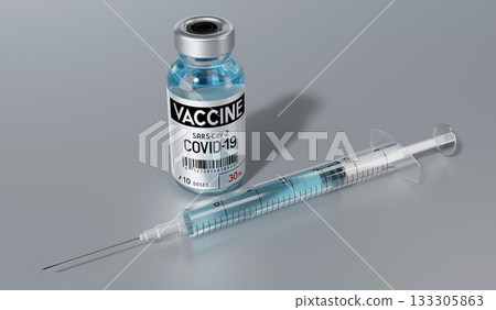 Covid-19, SARS-CoV-2, coronavirus vaccine ampoule and syringe - 3D illustration Covid-19, SARS-CoV-2, coronavirus vaccine ampoule and syringe - 3D illustration 133305863