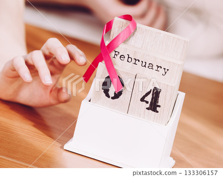 World breast cancer day on old calendar 133306157
