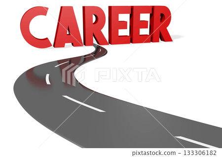 Career - road and red word on white background 133306182