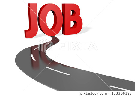 Job - road and red word on white background Job - road and red word on white background 133306183