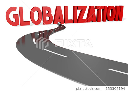 Globalization - road and red word on white background 133306194