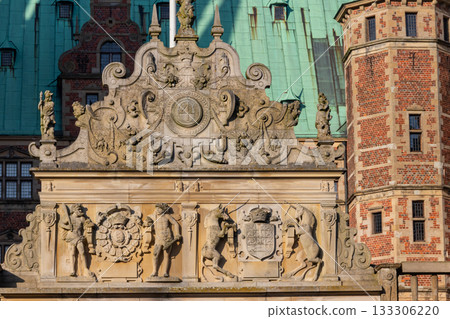 Detail of gate to Frederiksborg castle in Hillerod, Denmark 133306220