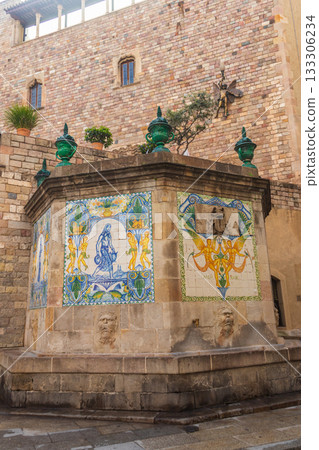 The Santa Anna fountain in Barcelona, Spain 133306234