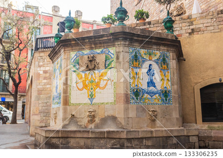 The Santa Anna fountain in Barcelona, Spain 133306235