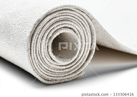 Sailcloth Canvas with Thick Durable Weave in White Cotton Top Down View Heavy Duty Fabric Texture 133306416