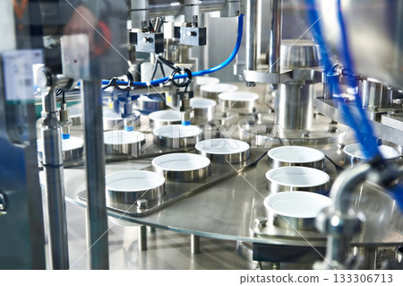 Conveyor at food factory for packing 133306713