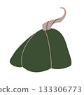Stylish flat vector pumpkin in rich dark green with a flowing beige stem. Great for autumn branding, packaging, stickers, posters, and seasonal compositions. Clean modern design for digital and print. 133306773