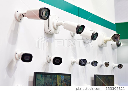 CCTV cameras on wall CCTV cameras on wall 133306821