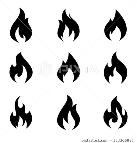 Set of Fire Flame icon vector on white background 133306955