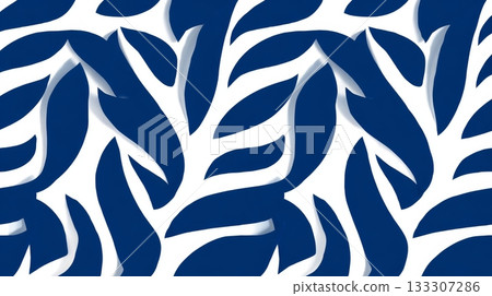 Abstract blue leaf pattern design on white background 133307286