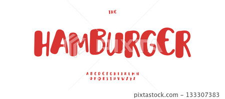 Handwritten Font Logo Kid Doodle Alphabet Hand Drawn Letter Set Modern Typography, Creative Typographic Design for Cartoon Fast Food Title Sign, Festival Headline. Witty Fonts. Vector Logos Typeface 133307383