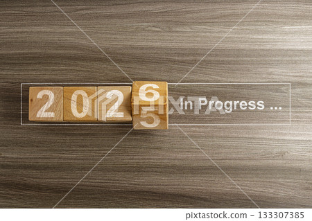 Transitioning from 2025 to 2026 Progress In Motion, business and holiday concept, happy new year, new year background, celebration concept. 133307385