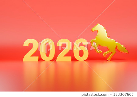 The golden horse figure is energetically leaping towards the year 2026. The golden horse figure is energetically leaping towards the year 2026. 133307605