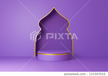 purple display stand is used to showcase festive items for the Eid Ramadan  133307610