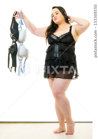 Plus size woman fitting bras Plus size woman fitting bras 133308550