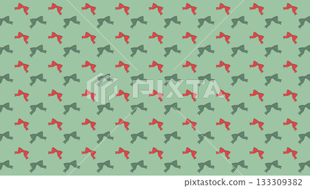 Green ribbon Christmas pattern wallpaper 133309382