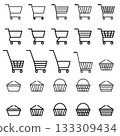 Shopping cart icons set. Shopping basket icon collection. Shopping cart line and flat icon. Internet shop symbol. Web store shopping cart - stock vector. 133309434