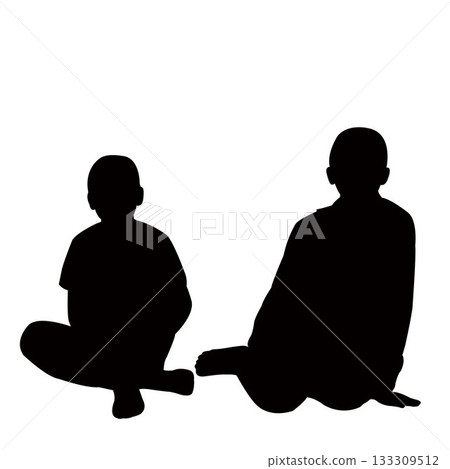 two children sitting body silhouette vector two children sitting body silhouette vector 133309512