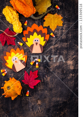 Thanksgiving day background with turkey 133309518