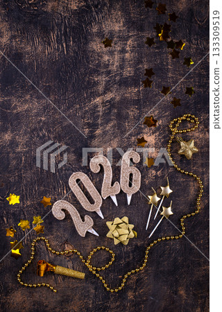 2026 New year background with golden decoration 133309519