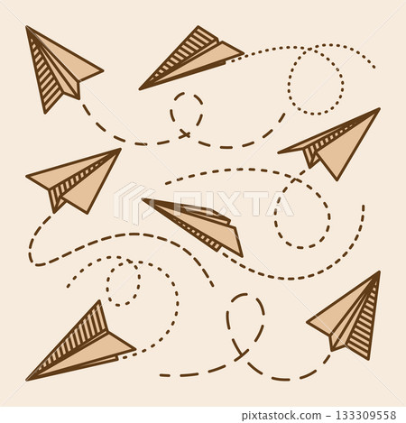 Realistic handmade paper planes collection on transparent background. Origami aircraft in flat style. Vector illustration. Realistic handmade paper planes collection on transparent background. Origami aircraft in flat style. Vector illustration. 133309558