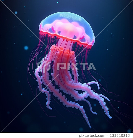 Majestic jellyfish swimming gracefully in the deep ocean Generative AI Majestic jellyfish swimming gracefully in the deep ocean Generative AI 133310213