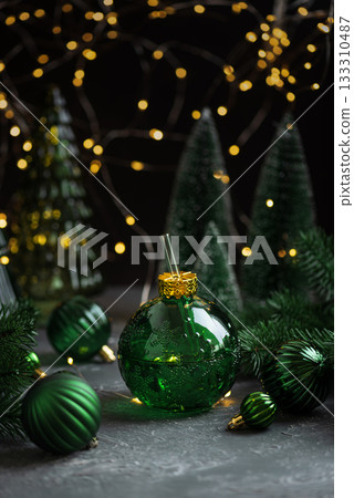 Green Ornament-Shaped Christmas Cup for Cocktail with Straw and Festive Decor 133310487