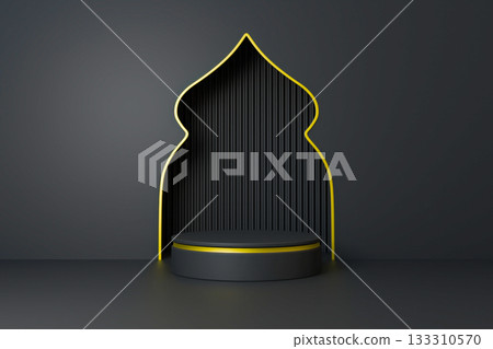 black display stand is used to showcase festive items for the Eid Ramadan . black display stand is used to showcase festive items for the Eid Ramadan . 133310570
