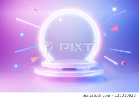 The neon podium is glowing brightly The neon podium is glowing brightly 133310628