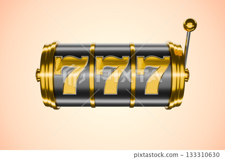 Golden slot machine with the number 777 133310630