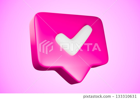Pink speech icon with white heart symbol Pink speech icon with white heart symbol 133310631