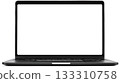 Modern black laptop computer with blank screen isolated 133310758