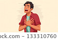 Man experiencing severe chest pain and medical emergency 133310760