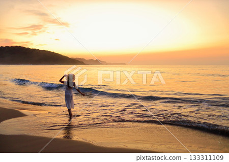 She walks along the shore 133311109