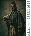 一位手持日本刀的武士肖像，展現了武士道精神。 133311615