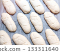 Baked goods, homemade bread dough before baking. 133311640