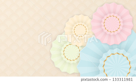 Pastel circle bows on beige background asian style. Pastel circle bows on beige background asian style. 133311981