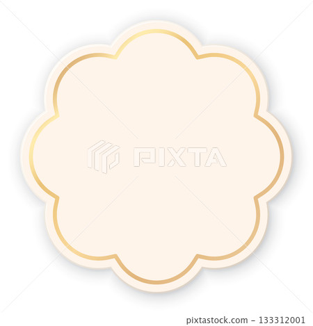 Blank 3D abstract flower frame with golden border isolated 133312001