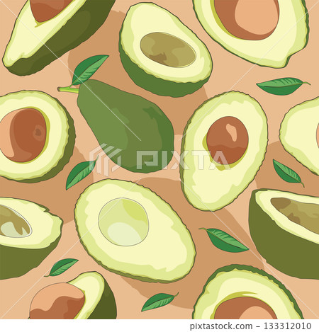 Cute avocado doodle lines seamless pattern Cute avocado doodle lines seamless pattern 133312010