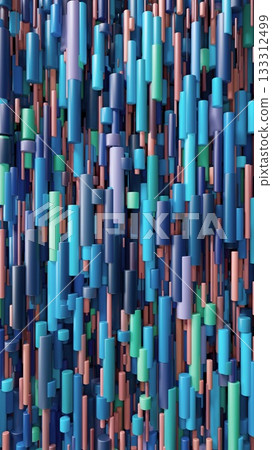Vibrant Abstract Pattern Of Colorful Cylindrical Bars In Dense Layered Texture 133312499